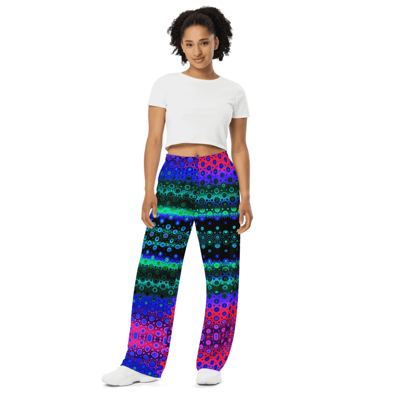 Abstract Multicoloured Pattern Unisex Wide Leg Trousers product image (11)