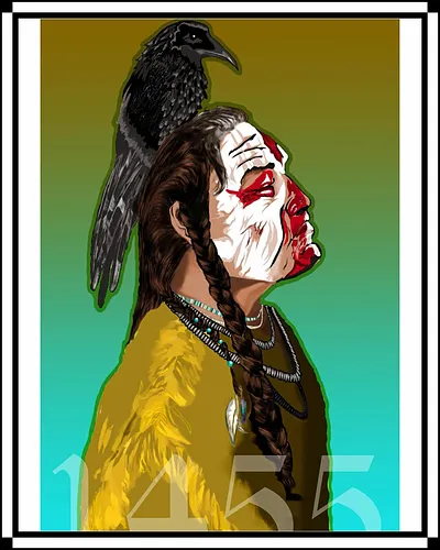Introducing one of many more art pieces from 1455prints.com. Featuring a Native American man adorned with a majestic bird per...