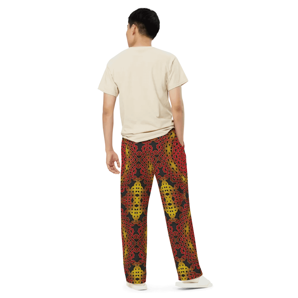 Orange and Gold Celtic Knot Kaleidoscope Wideleg Pants product image (10)