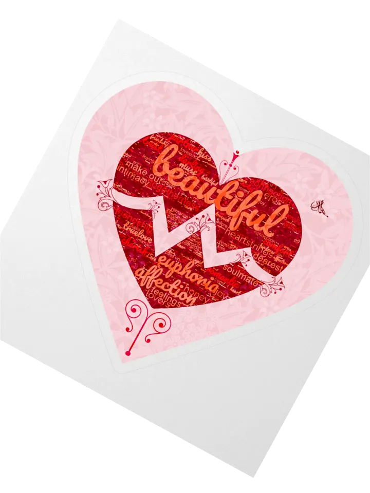Romantic Word Collage Kiss Cut Sticker product image (2)