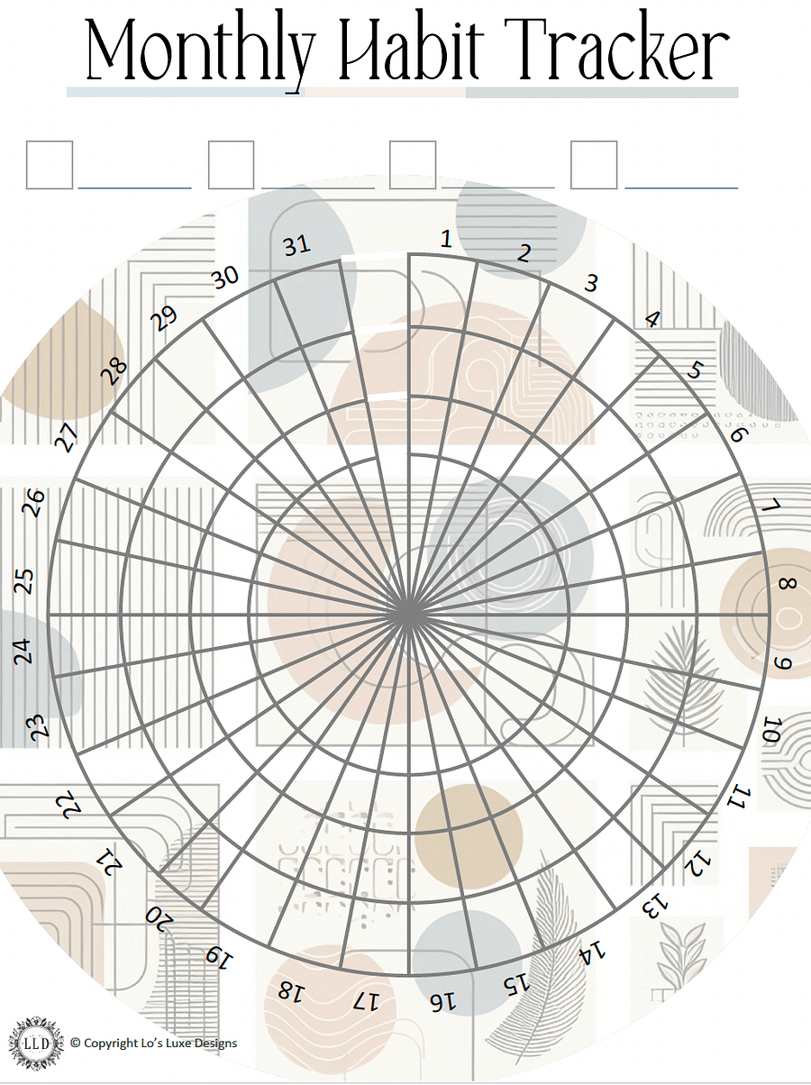 Monthly Habit Tracker - Circle Geo - 8.5x11 Printable product image (1)