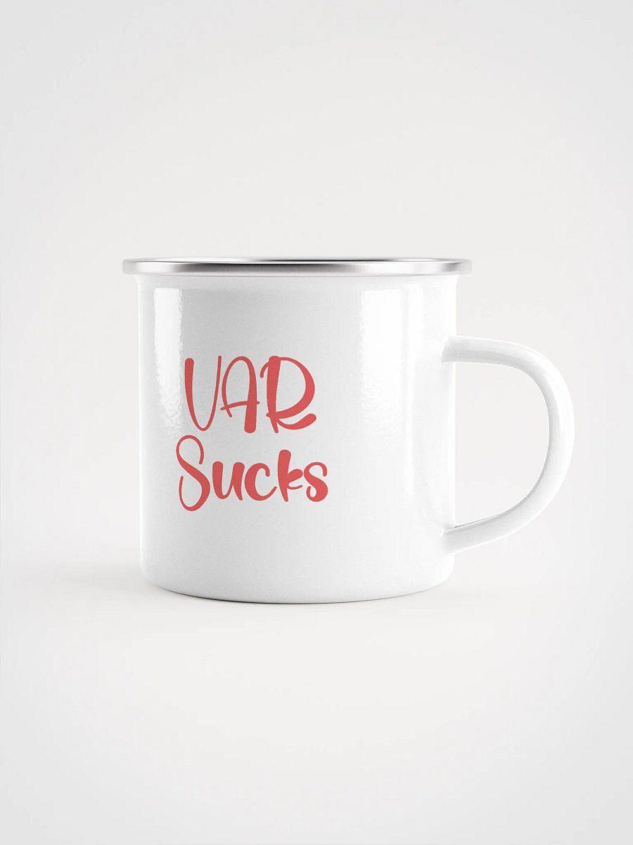 Bold Red 'VAR Sucks' Enamel Mug product image (1)