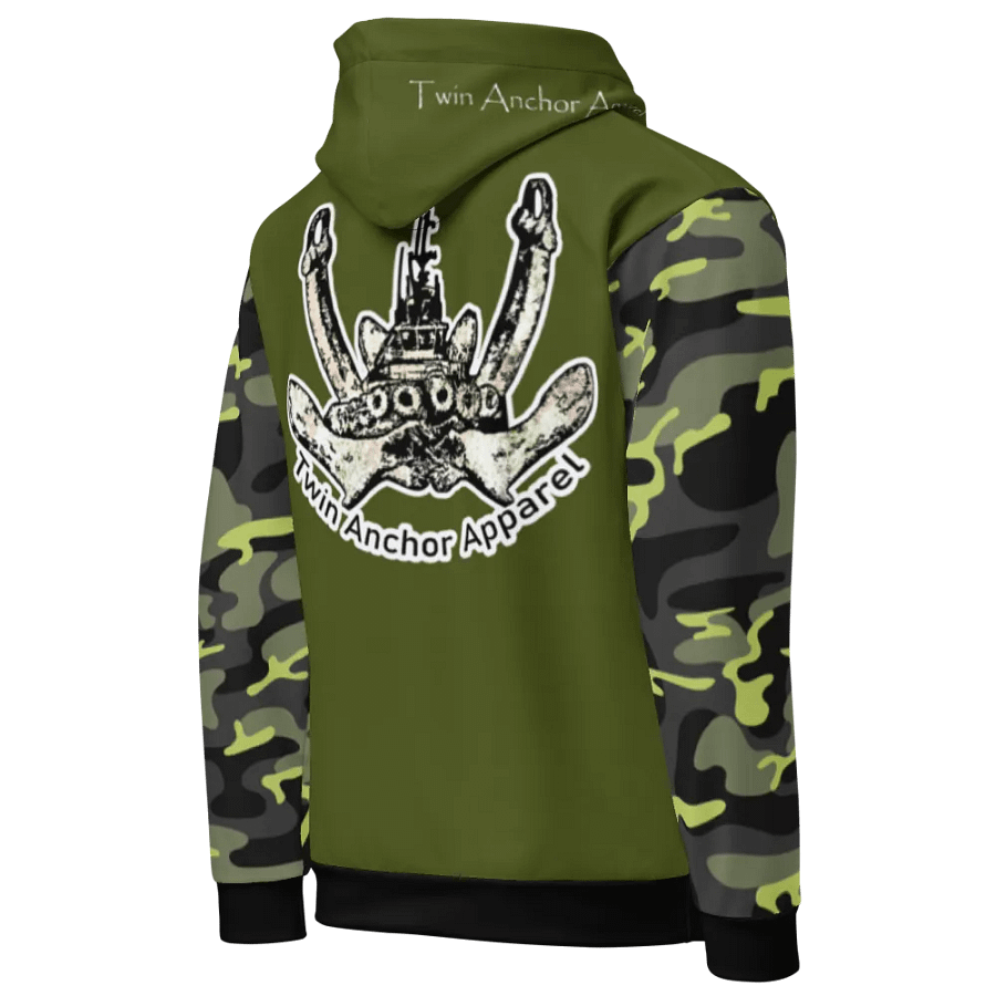 Camouflage & Green Twin Anchor Logo Hoodie product image (8)