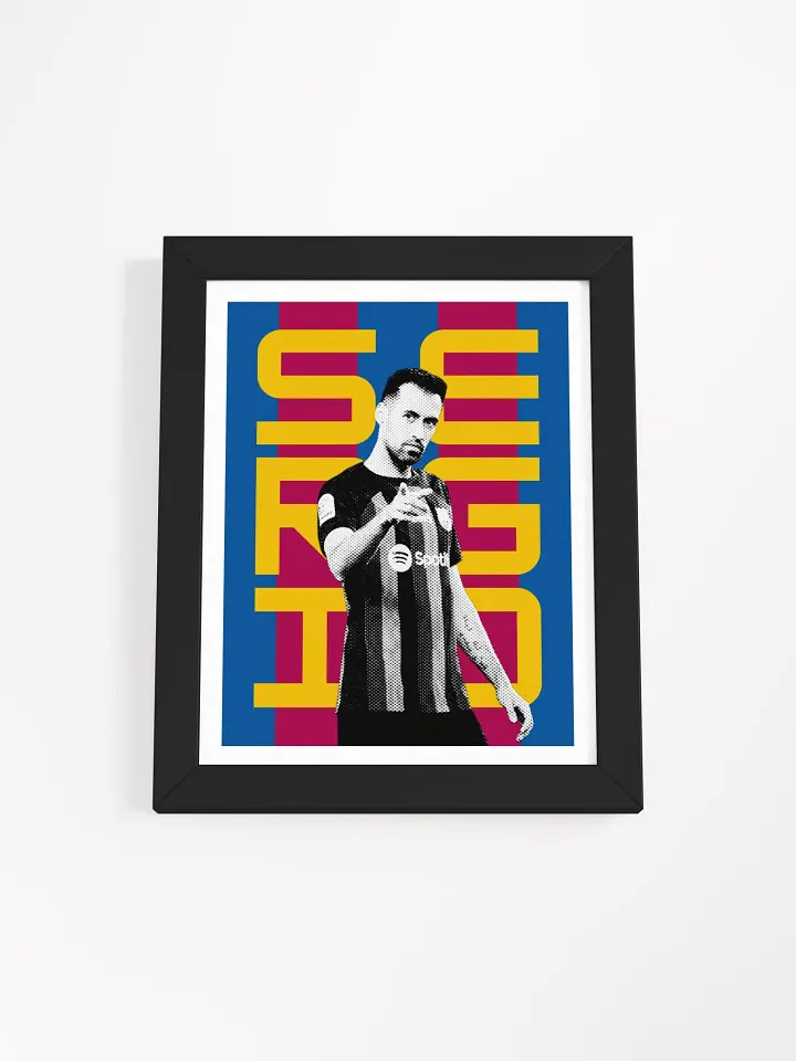 Sergio Busquets BW Barcelona Name Art Framed Print product image (1)
