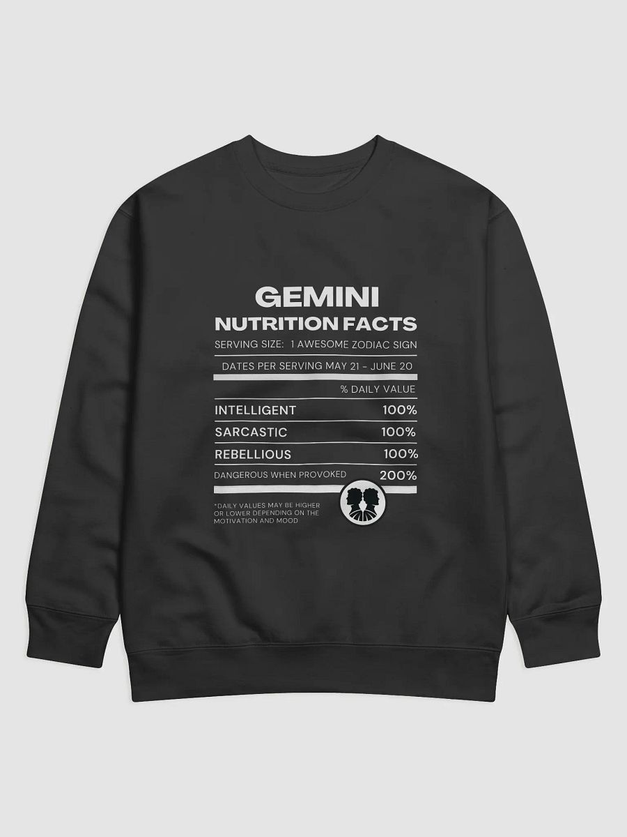 Gemini Nutrition Facts Sweatshirt product image (2)