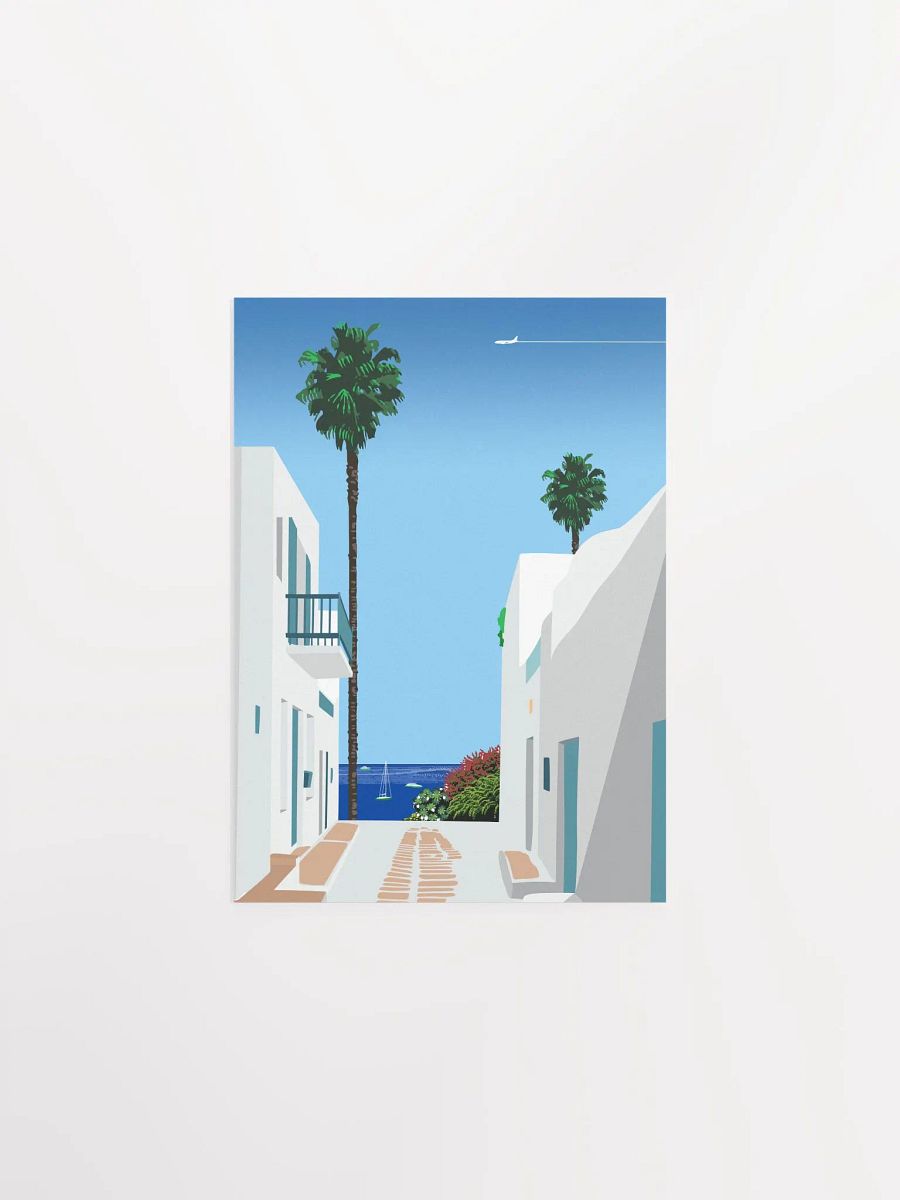 Santorini, Greece — City Pop art, retrowave/vaporwave poster, 80s, aesthetic poster, Hiroshi Nagai inspired art, minimalist poster product image (7)