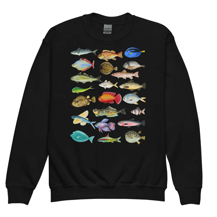 Aquatic Adventures Fish Collage Youth Crewneck Sweatshirt product image (1)
