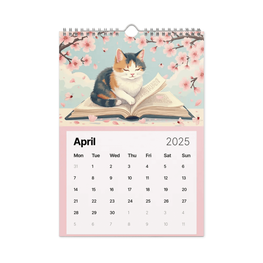 Tales & Tails: 2025 Calendar for Cat and Book Lovers | 8.26″ × 11.69″ (A4) | Book Lover Gifts | Literary Cats Wall Calendar product image (1)