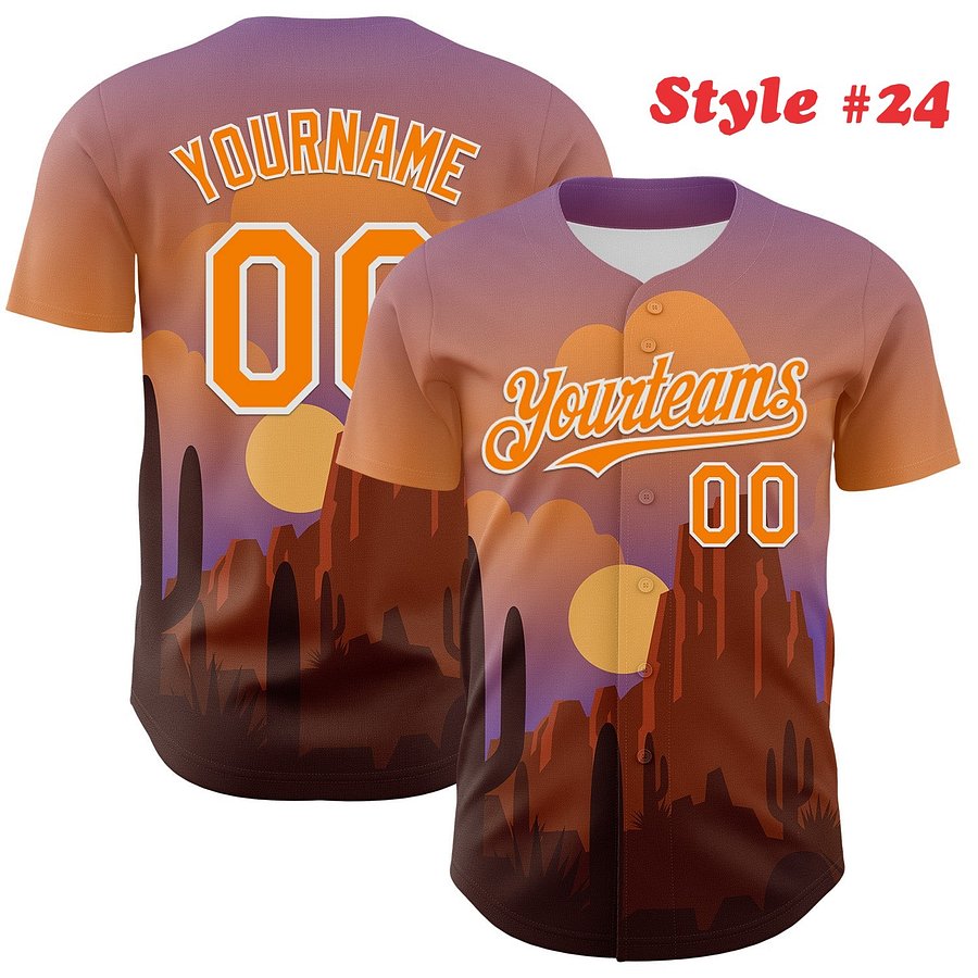 Authentic Baseball Jersey, Custom Baseball Jersey, Personalized Sport Jersey, Colorful, Number, 3D Mountains product image (189)
