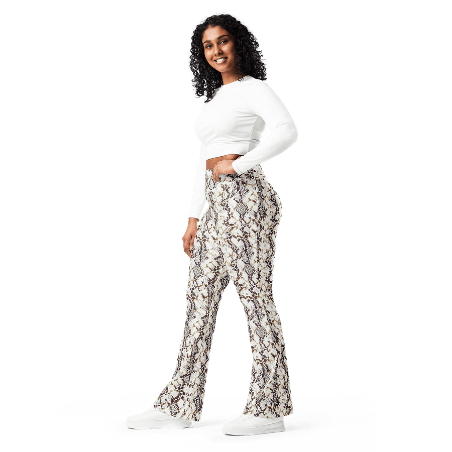 Beige Snake Skin Flare Leggings product image (10)
