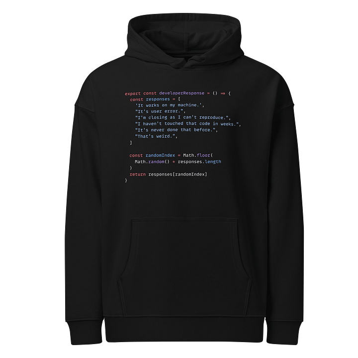 Developer Excuse Javascript Hoodie - Dark product image (1)