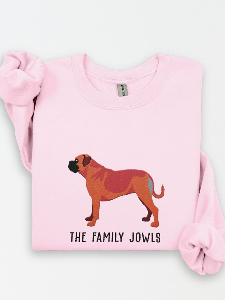 The Family Jowls Sweatshirt(Embroidered) of a Bullmastiff(Red) product image (1)