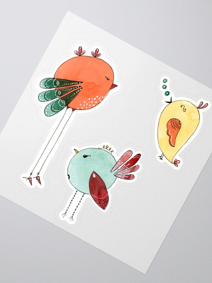 Watercolor Bird Doodle Stickers Set of 3 Birds product image (2)