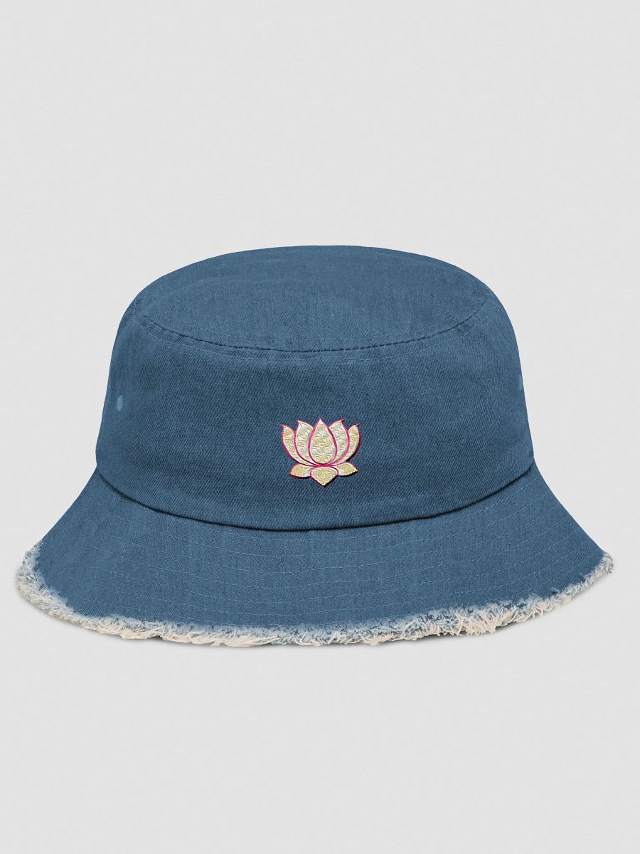 Golden Lotus Distressed Denim Bucket Hat product image (1)