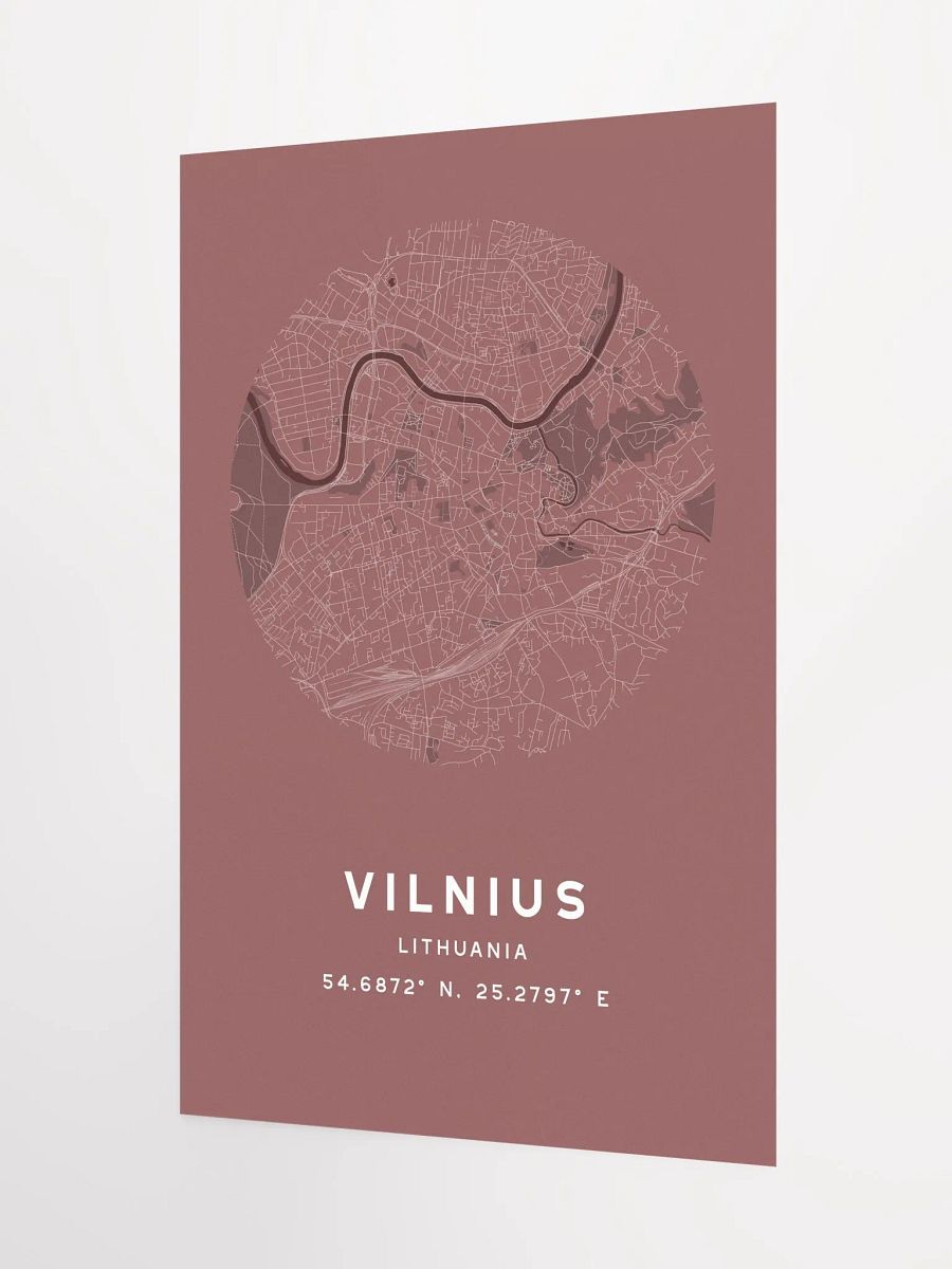 Vilnius Street Map Poster – Red Minimalist Circular City Art product image (5)