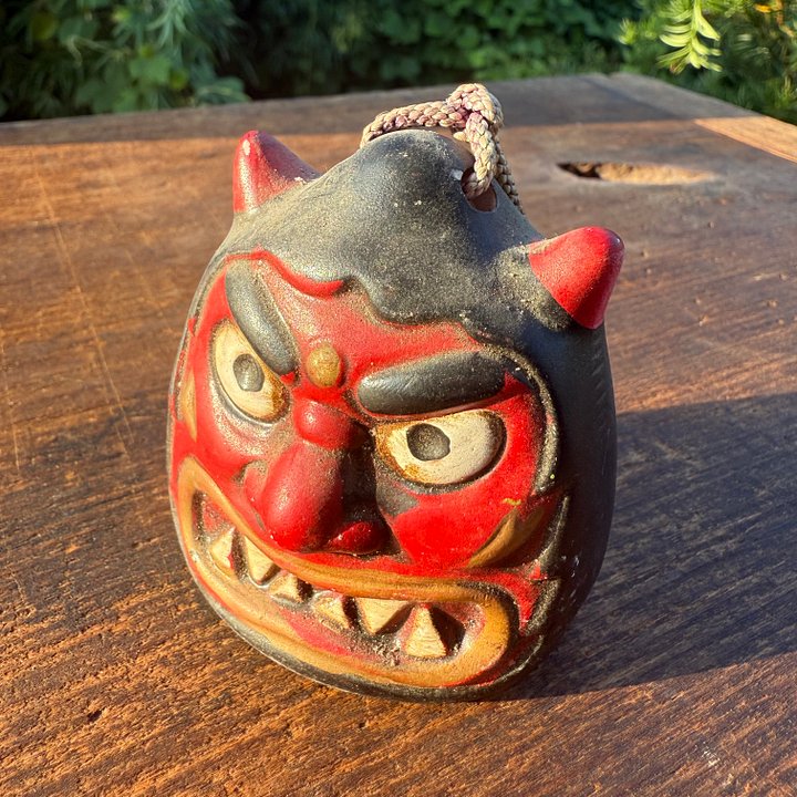🎎 Japanese Red Oni Ceramic Bell (Dorei) – Mid-Showa Era – Japan Antique Roadshow product image (1)