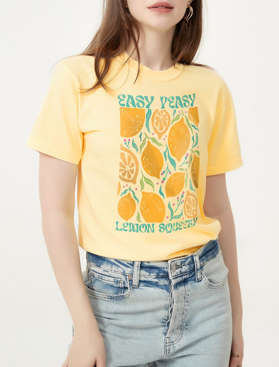 Easy Peasy Lemon Squeezy | Boho Aesthetic, Hippie, Psychedelic, and Motivational T-Shirt Design product image (6)
