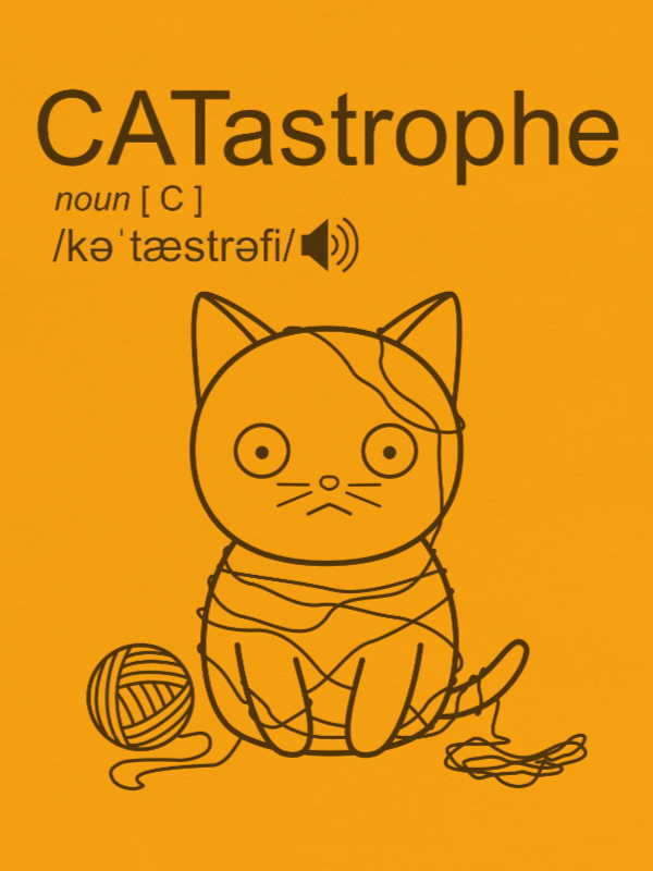 CATastrophe Unisex Long Sleeve, Cat with Yarn, Black Print product image (1)