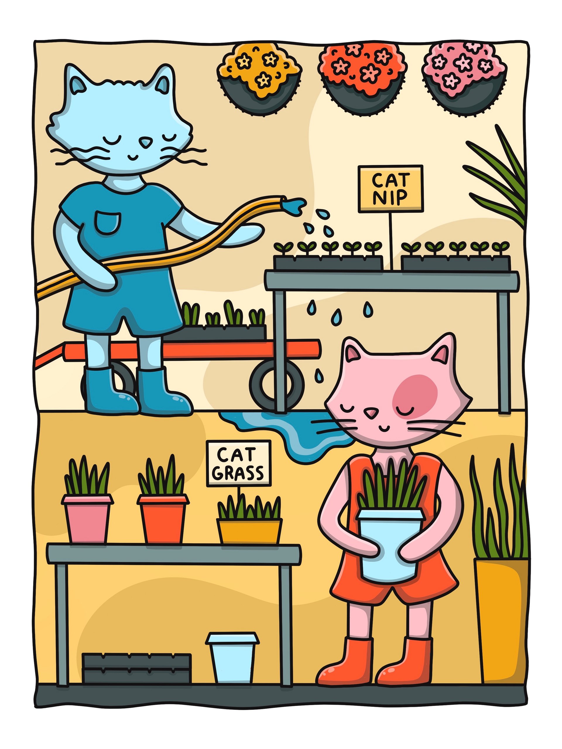 Meowy Greenhouse Coloring Page - Digital Download product image (2)