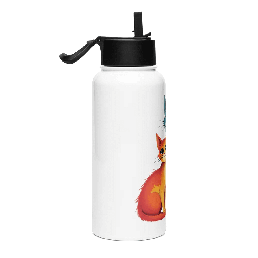 Triangular Harmony Cat Stainless Steel Water Bottle with a Straw Lid product image (4)