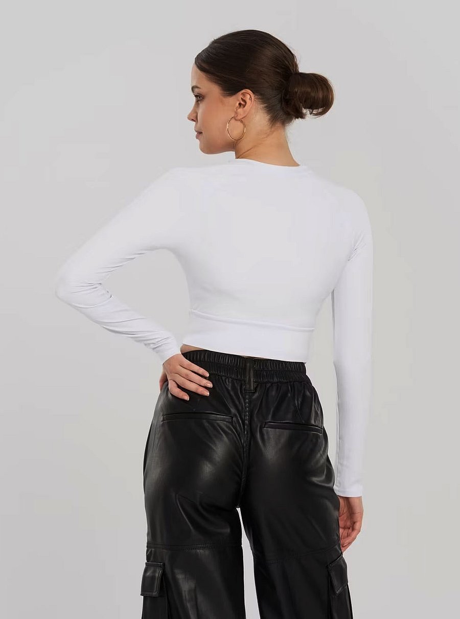 Polka Dot Illusion Vintage Retro Long Sleeve Crop Top product image (10)