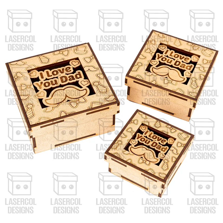 Free Laser File (MAY) - Father's Day Gift Boxes Set 1 (3 Sizes, 5 Styles) product image (3)