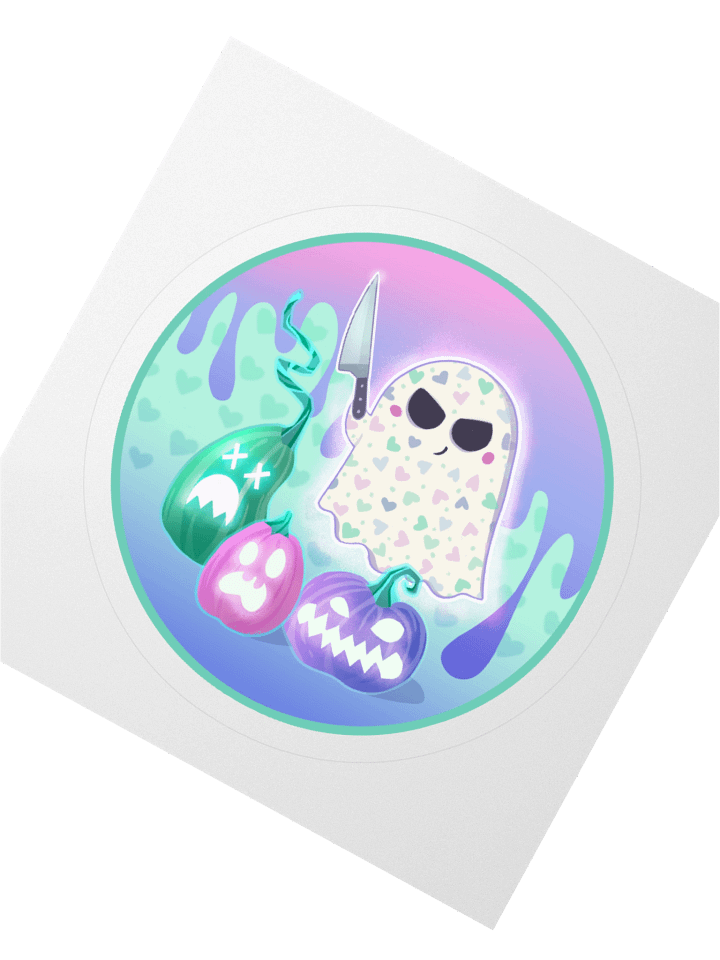 Pastel Little Ghost Pumpkin Carver - Vinyl Sticker product image (1)