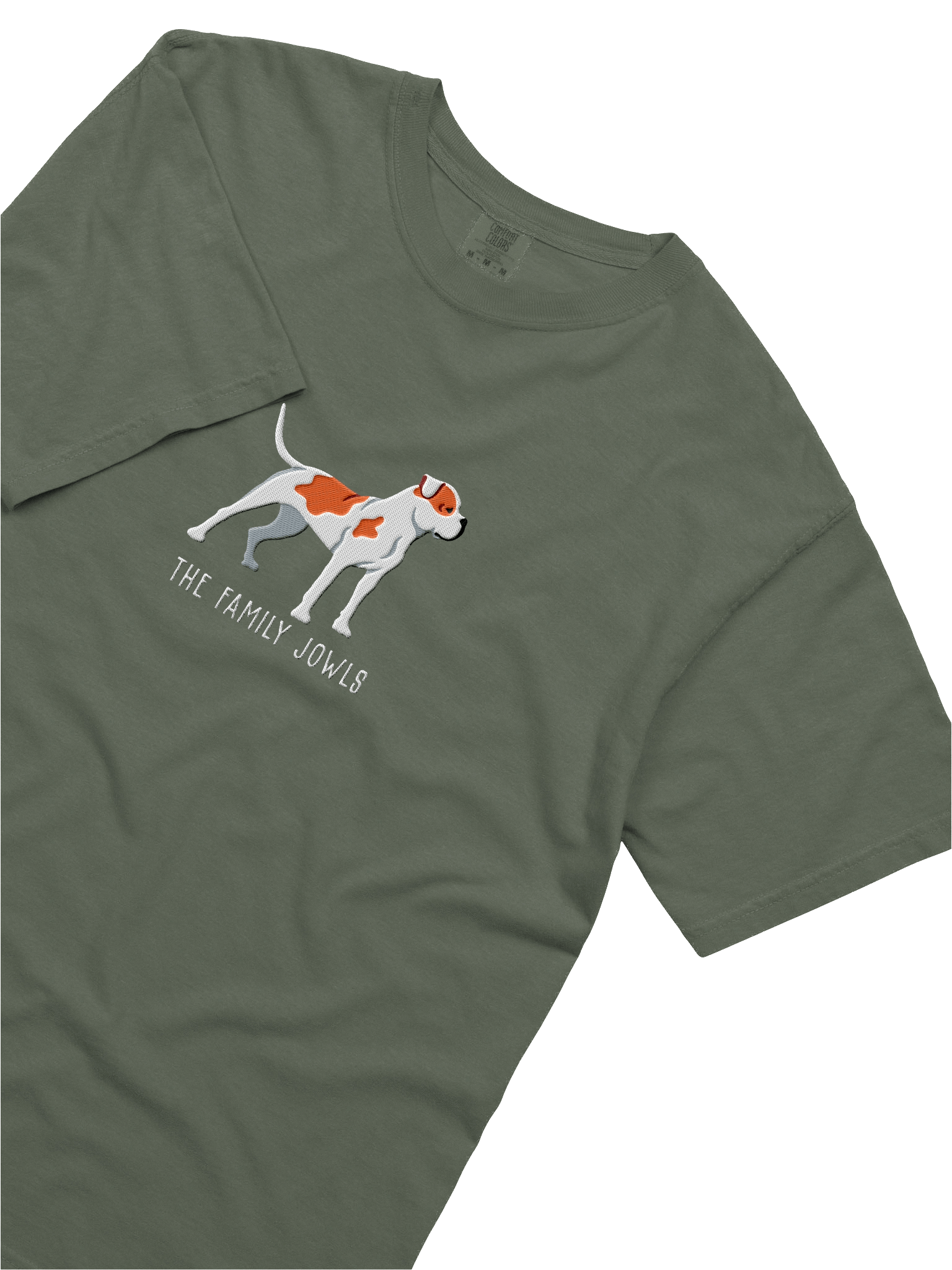The Family Jowls T-Shirt(Embroidered) of an American Bulldog(Red & White) product image (25)