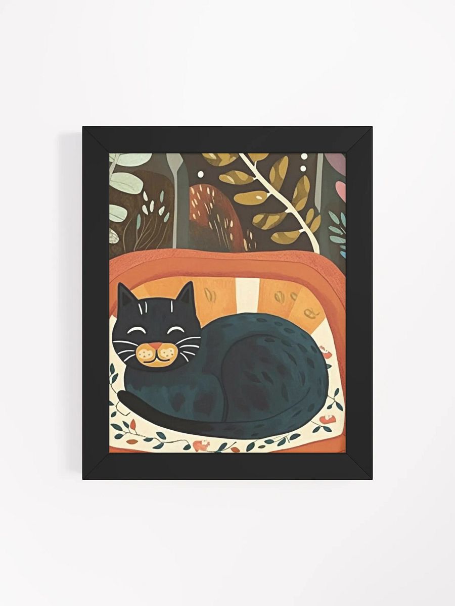 Modern Folk Art Cat Illustration – Cozy Vibes & Botanical Details product image (112)