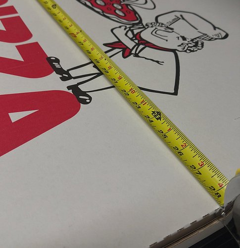 I ask, “What’s the biggest size you got?”

They said, “It’s 28” and we recommend double cutting it.”

Worth.
#Pizza #ShopLocal