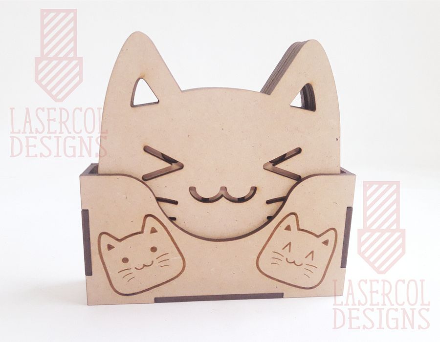 Cute Cat Coasters (6) Set 2 - Laser Cut Files product image (5)