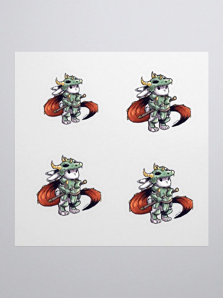 Rabbit Dragon Knight Stickers - Fantasy Animal Art Decals product image (1)