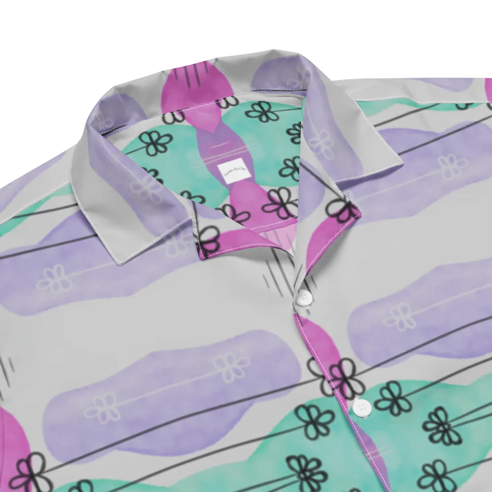 Hawaiian Style Shirt, Symmetric Blooms, Button Up product image (2)