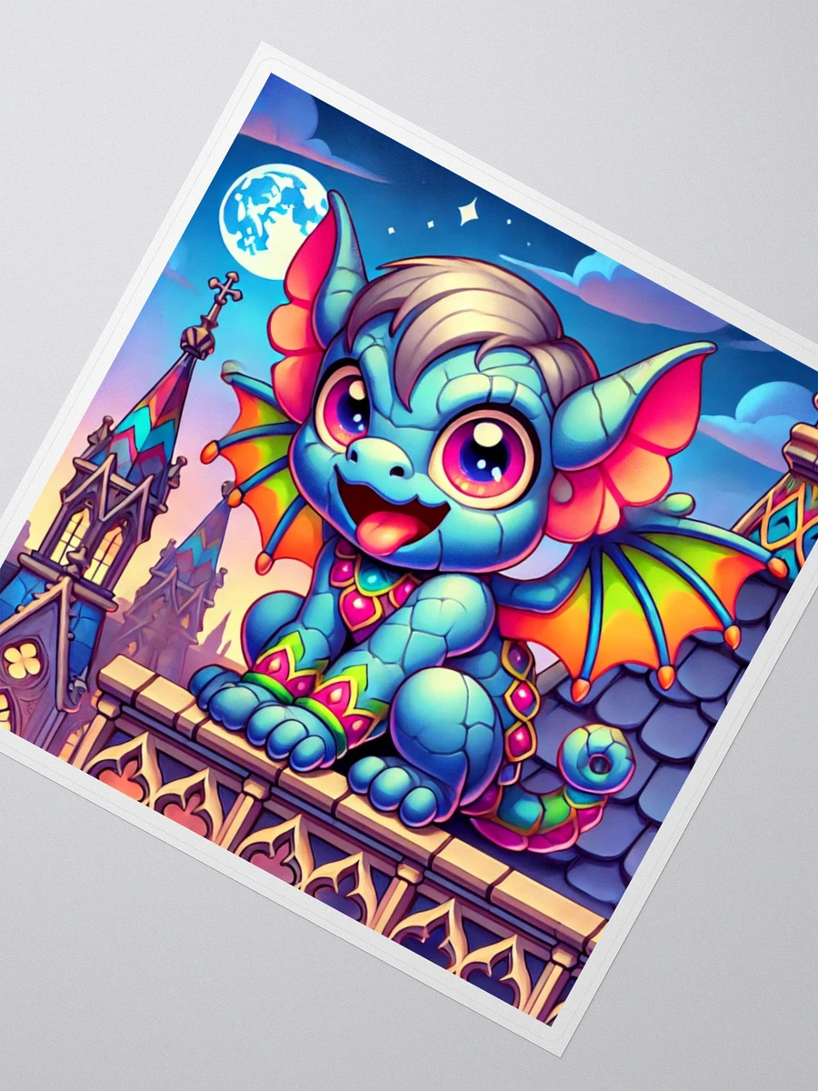 Vibrant Chibi Gargoyle Vinyl Sticker – Rainbow Protector product image (5)