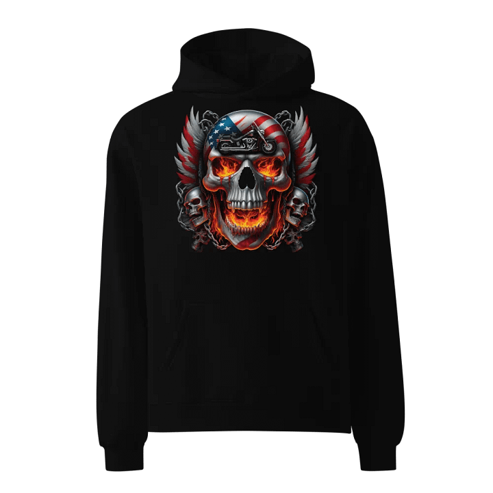 Flaming Skull American Flag Hoodie #29 product image (1)
