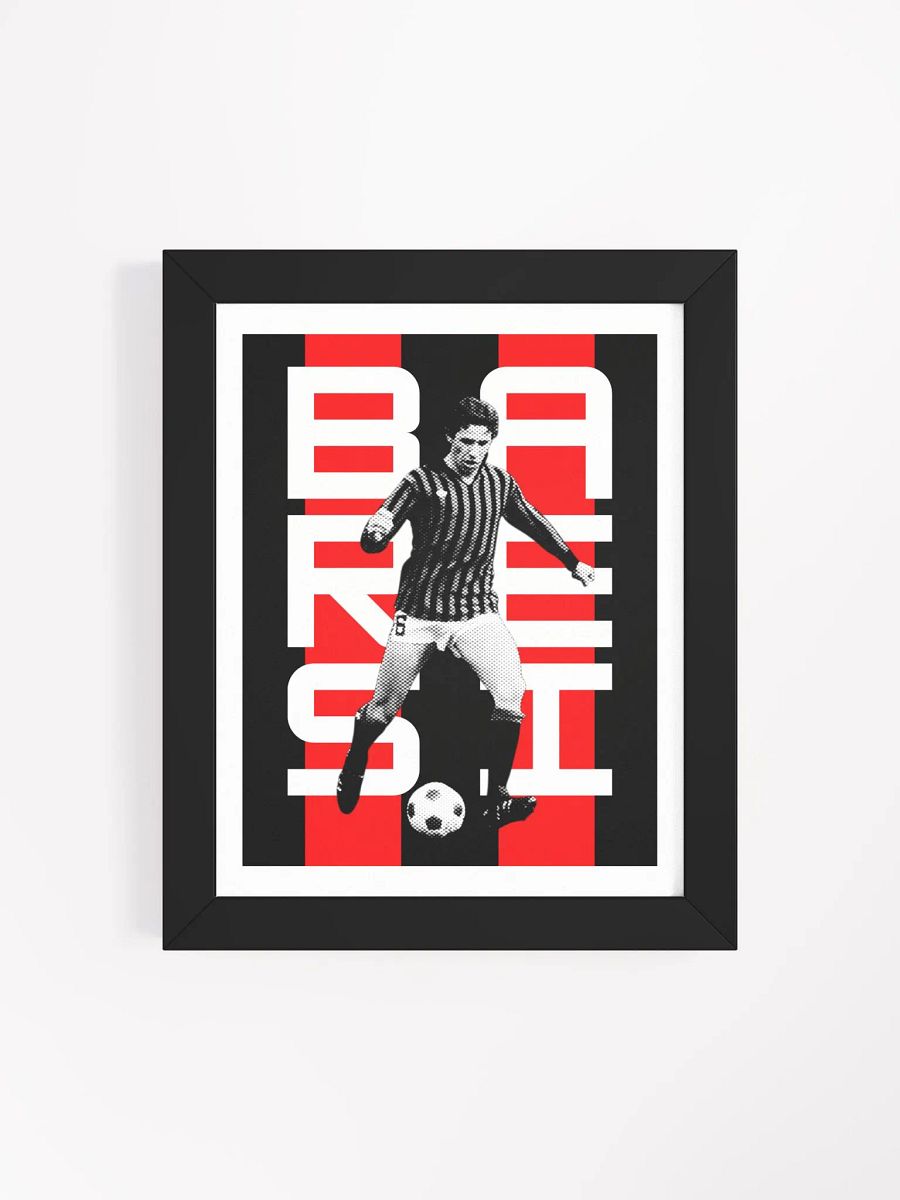 Franco Baresi BW AC Milan Name Art Framed Print product image (4)