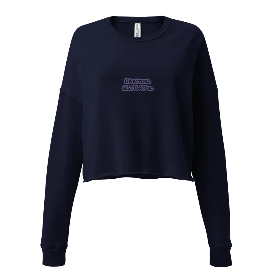 HABITUAL INSTIGATOR (purple outline) embroidered fleece crop crew product image (24)