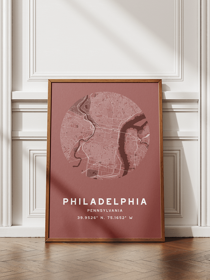Philadelphia Street Map Poster – Red Minimalist Circular City Art product image (1)