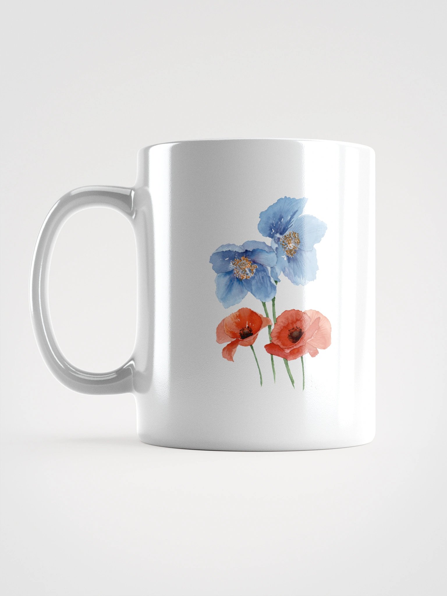 Blue & Red Poppies White Glossy Mug product image (6)