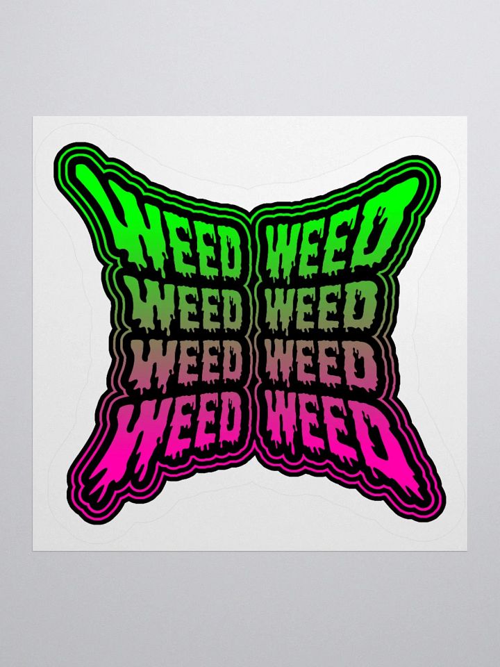 Pink Green Weird Weed Stoner Sticker, Creepy Cannabis Butterfly Art product image (1)