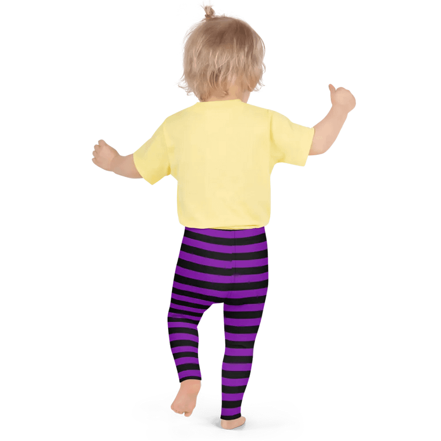 Striped Black and Purple Kids Leggings product image (4)