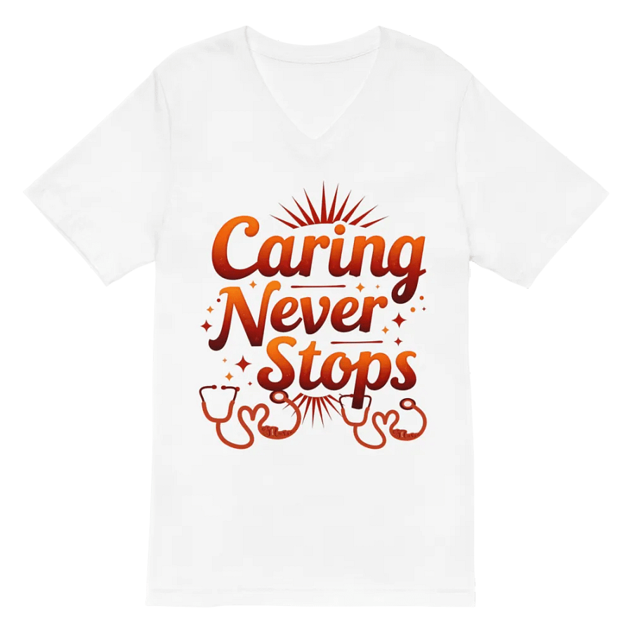 Caring Never Stops Nurse V-Neck Tee product image (6)