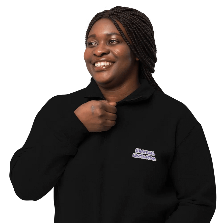 HABITUAL INSTIGATOR (purple bubble design) embroidered quarter zip product image (3)