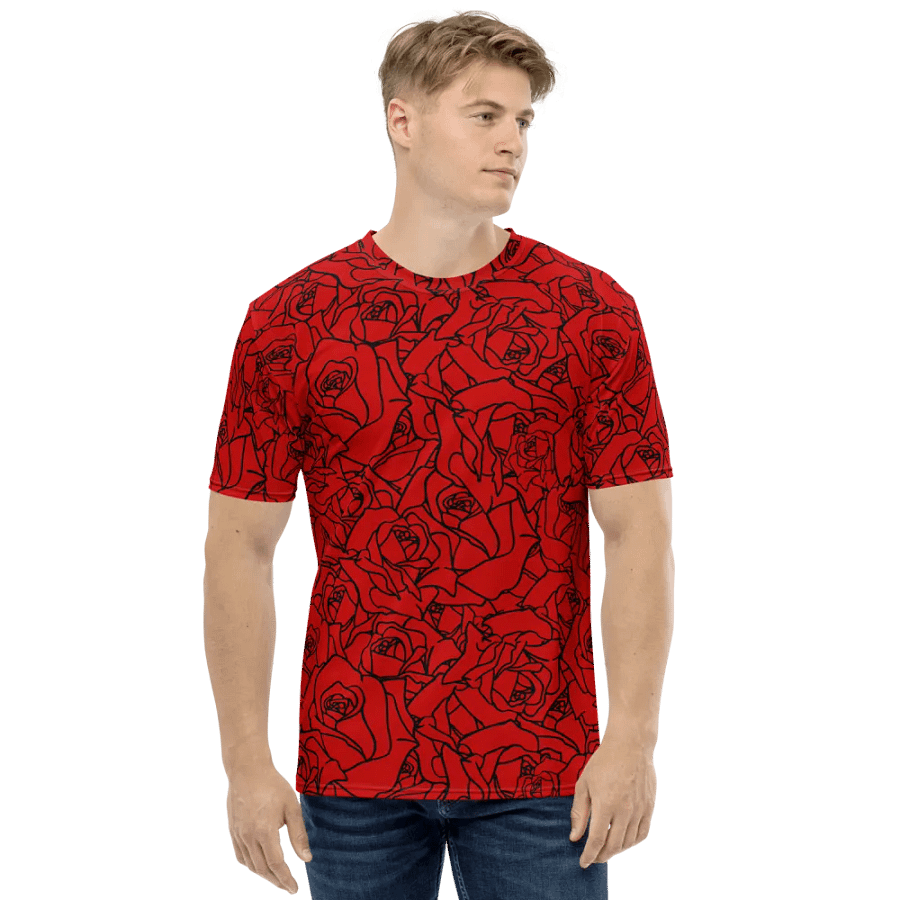Loads of Roses · red-black crew neck t-shirt product image (3)