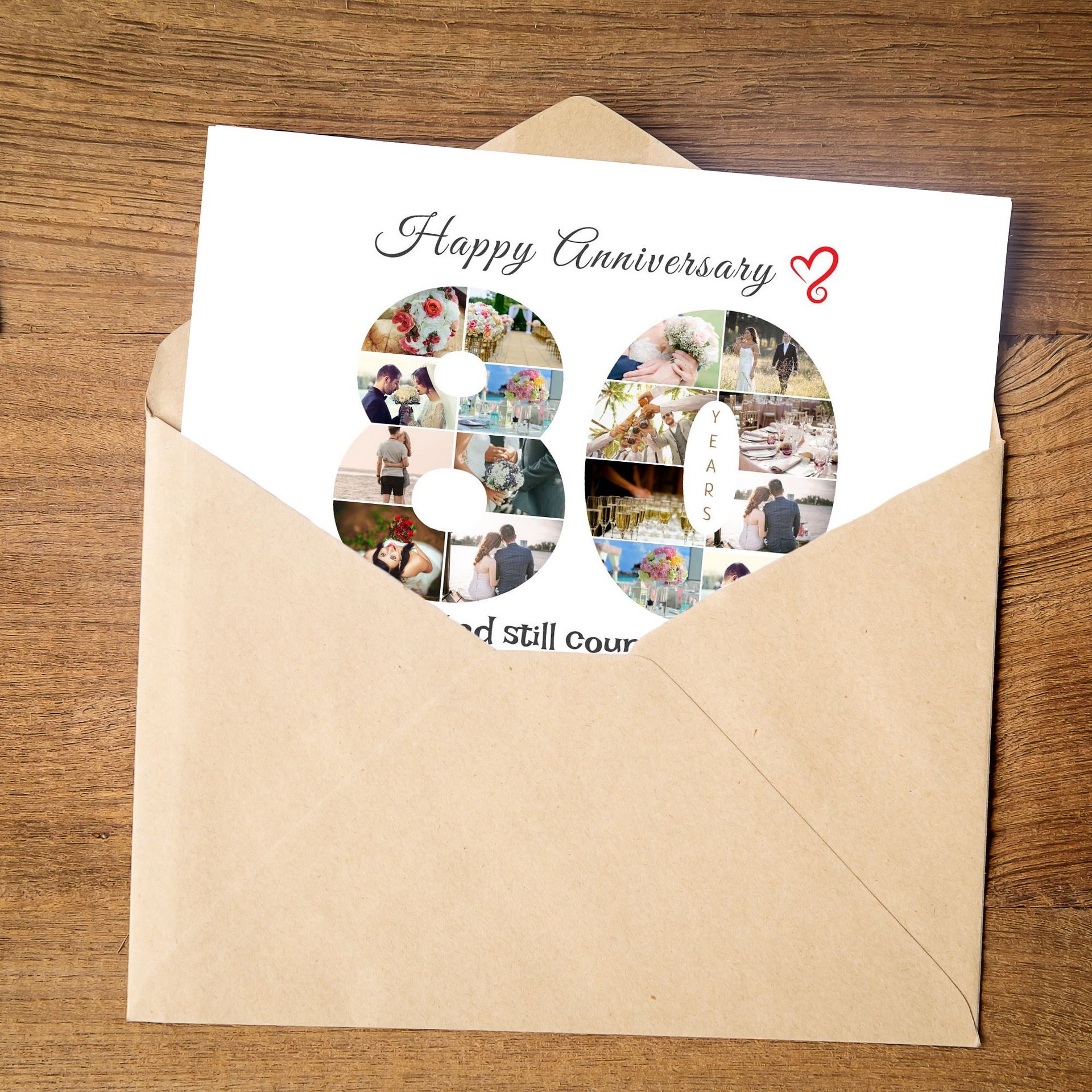 80 Year Anniversary Photo Card Editable Canva Template product image (2)