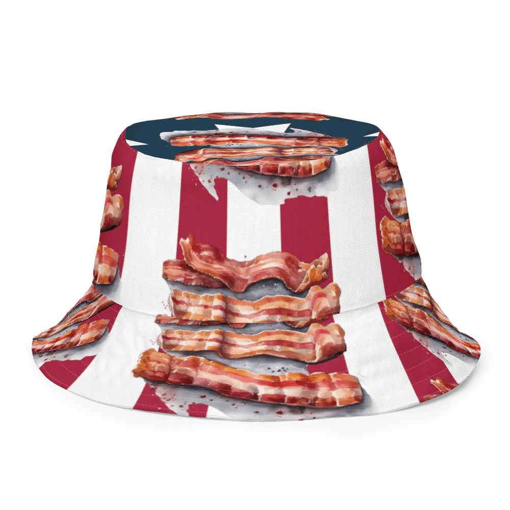 Bacon Strips, & Stars and Stripes Reversible Bucket Hat product image (3)