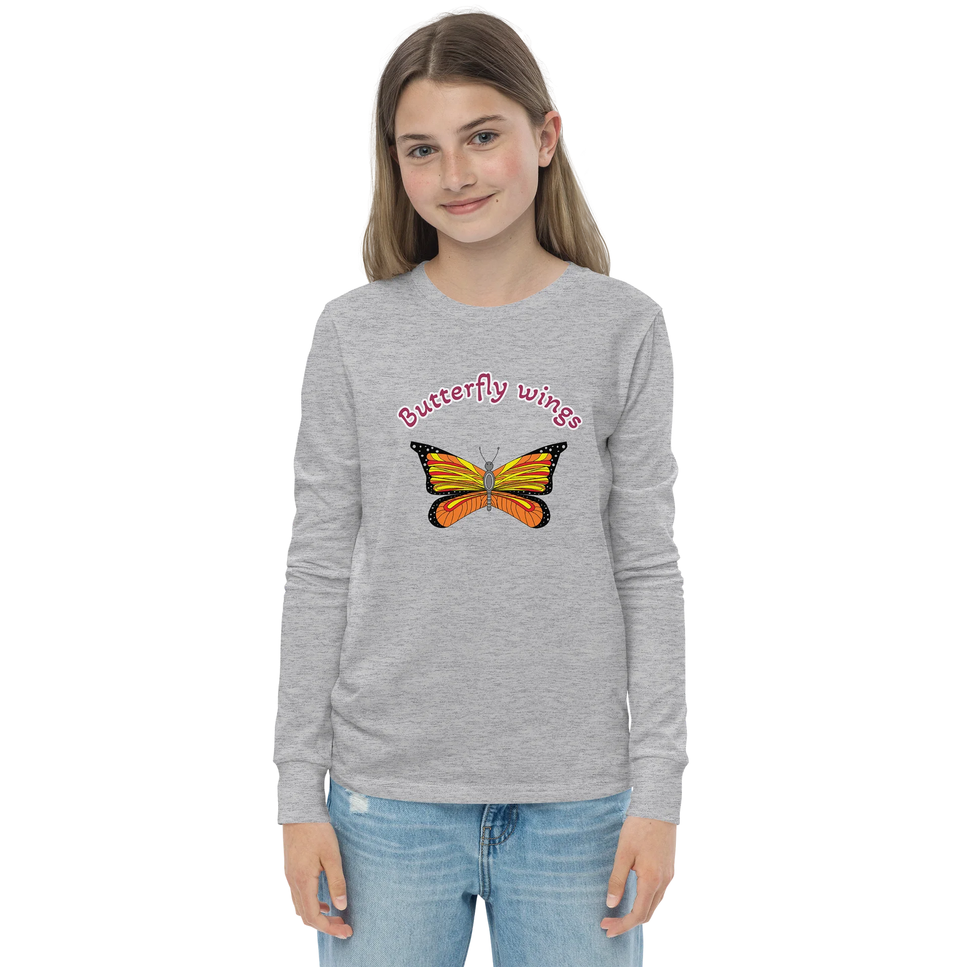 Playful Butterfly Wings Youth Long Sleeve T-Shirt product image (1)
