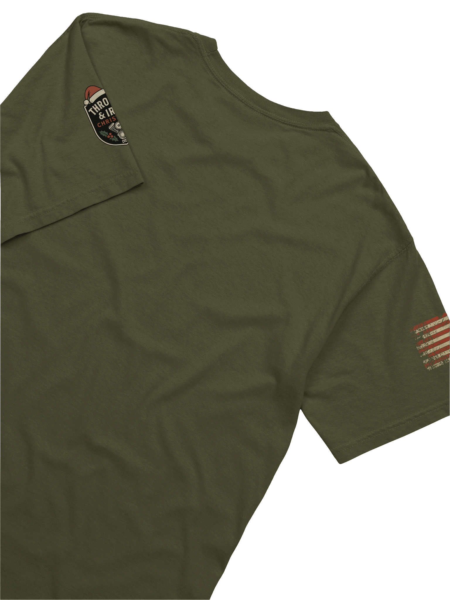 Throttle & Iron Christmas 2025 Limited Edition Tee — Holiday Badge + American Flag Sleeves product image (16)