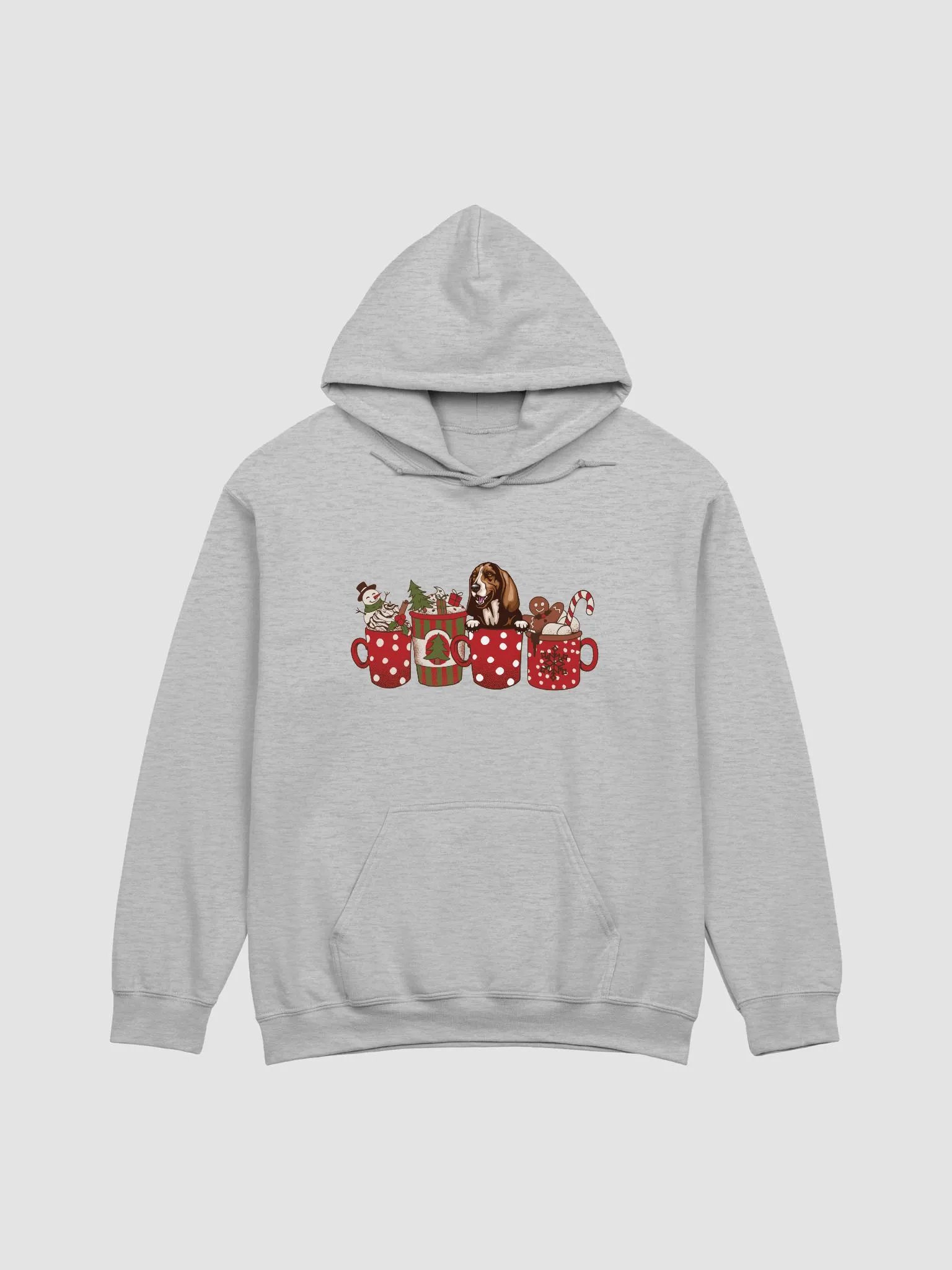 Cute Basset Hound in a Christmas Cup Hooded Sweatshirt | Funny Christmas Pup in a Cup product image (24)