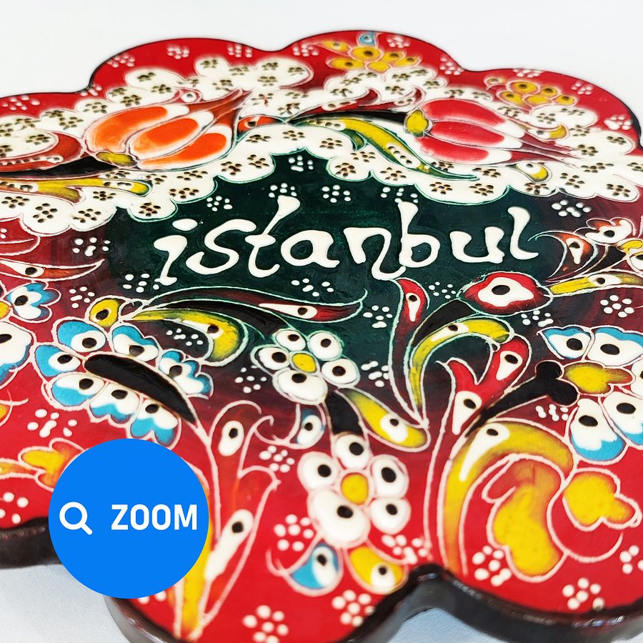 Ceramic coasters (18 cm, big, red) — handmade pottery, handmade ceramic, home decor, handmade gift, Turkish ceramic product image (4)